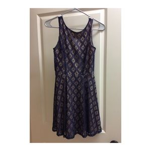 Navy blue diamond lace dress